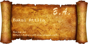 Baksi Attila névjegykártya